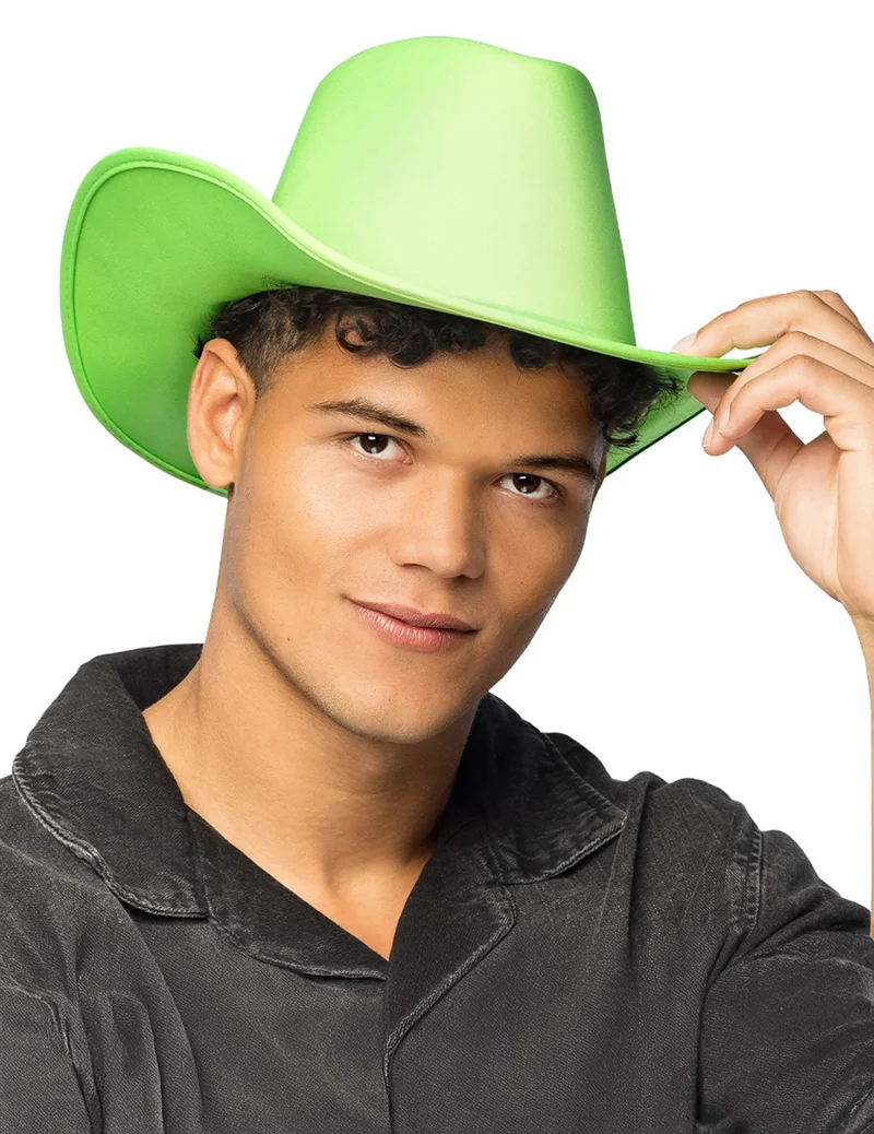Neon grüner Cowboyhut für Erwachsene