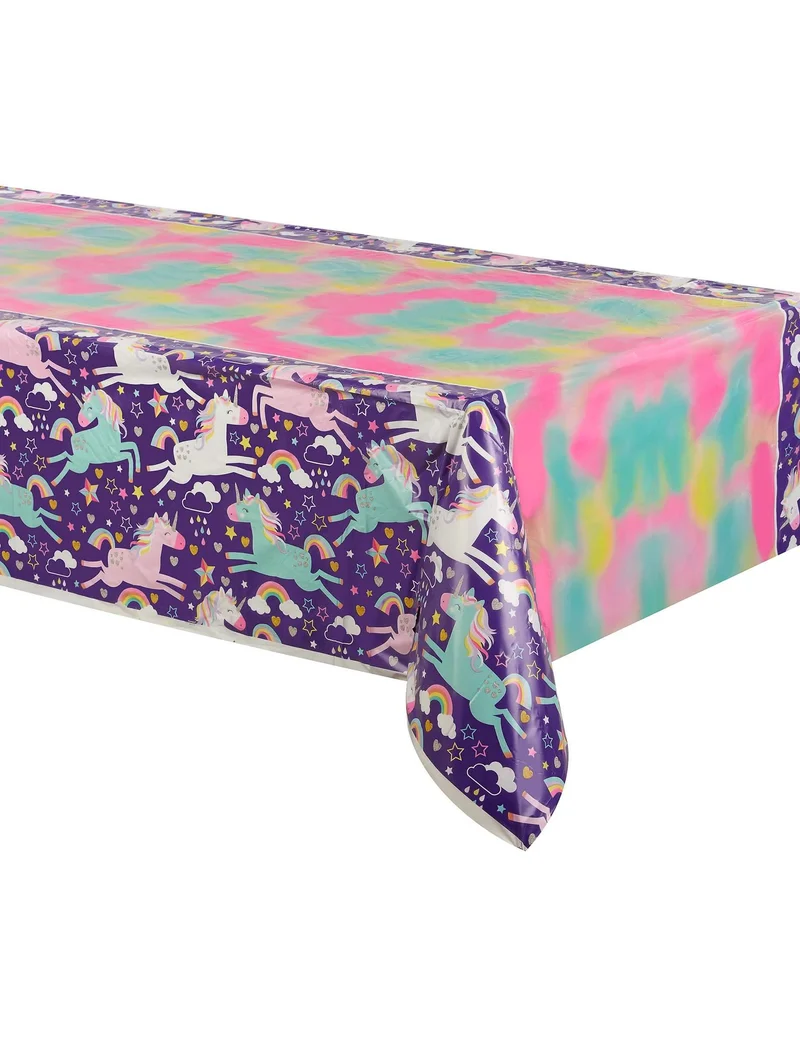 Einhorn-Party-Plastiktischdecke 137 x 213 cm für Geburtstag