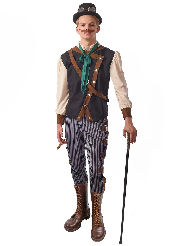 Steampunk Dandy-Kostüm für Herren Faschings-Verkleidung braun-blau-beige