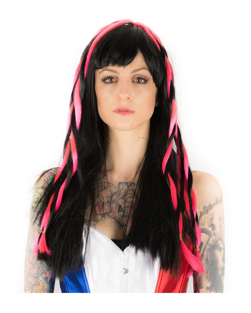 Schwarz-pinke Cosplay Perücke