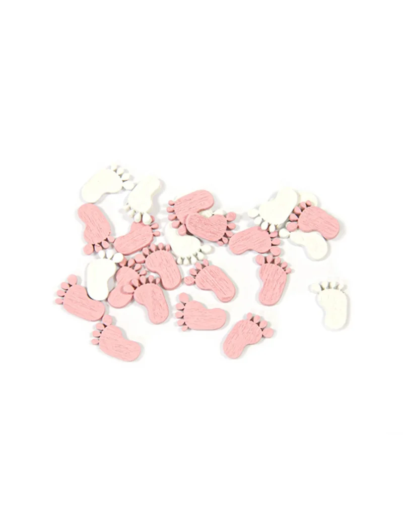 32 Tischkonfetti Babyfüße rosa und weiß 10 g für Babyparty