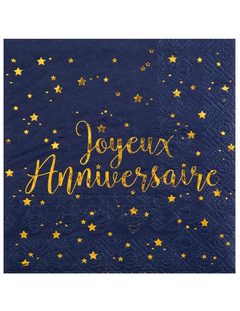 20 Servietten Papier 'Alles Gute zum Geburtstag' Marineblau und Gold 25 x 25 cm