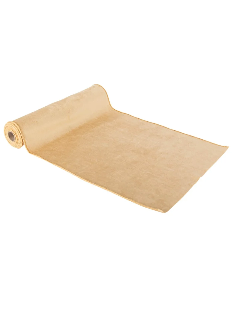 Waschbarer Tischläufer aus cremefarbenem Samt 28 cm x 3 m, wiederverwendbar für Partys