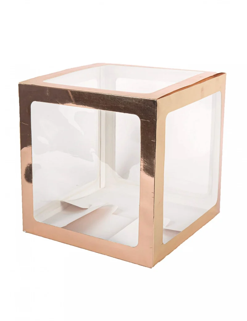 Transparenter Roségold Ballonwürfel 30 x 30 cm zum Personalisieren