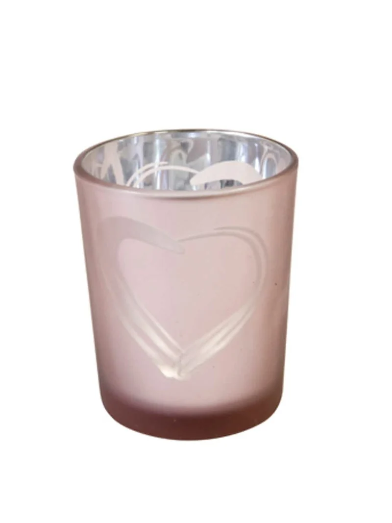 Roségoldener Glas-Teelichthalter Herz 6,8 x 5,8 cm Hochzeitsdeko