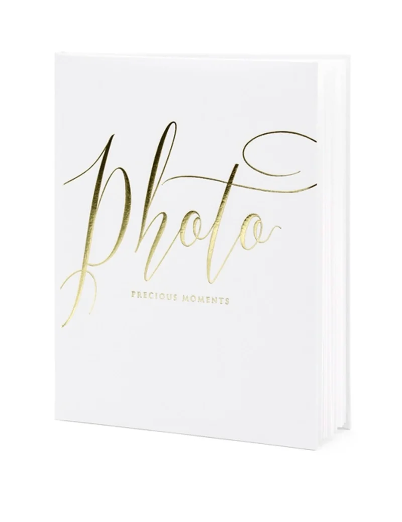 Weiß-goldenes Fotoalbum 22 Seiten Hochzeit 20 x 24,5 cm