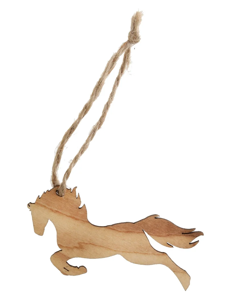 6 Pferde-Tischkarten mit Schnur aus Naturholz 7 x 4,2 cm für Geburtstag