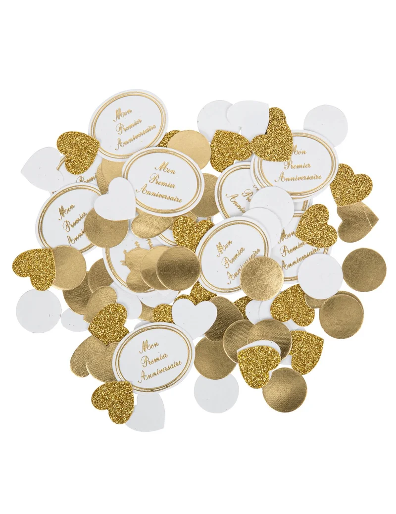 100 Konfetti Mein erster Geburtstag weiß und gold für den Tisch