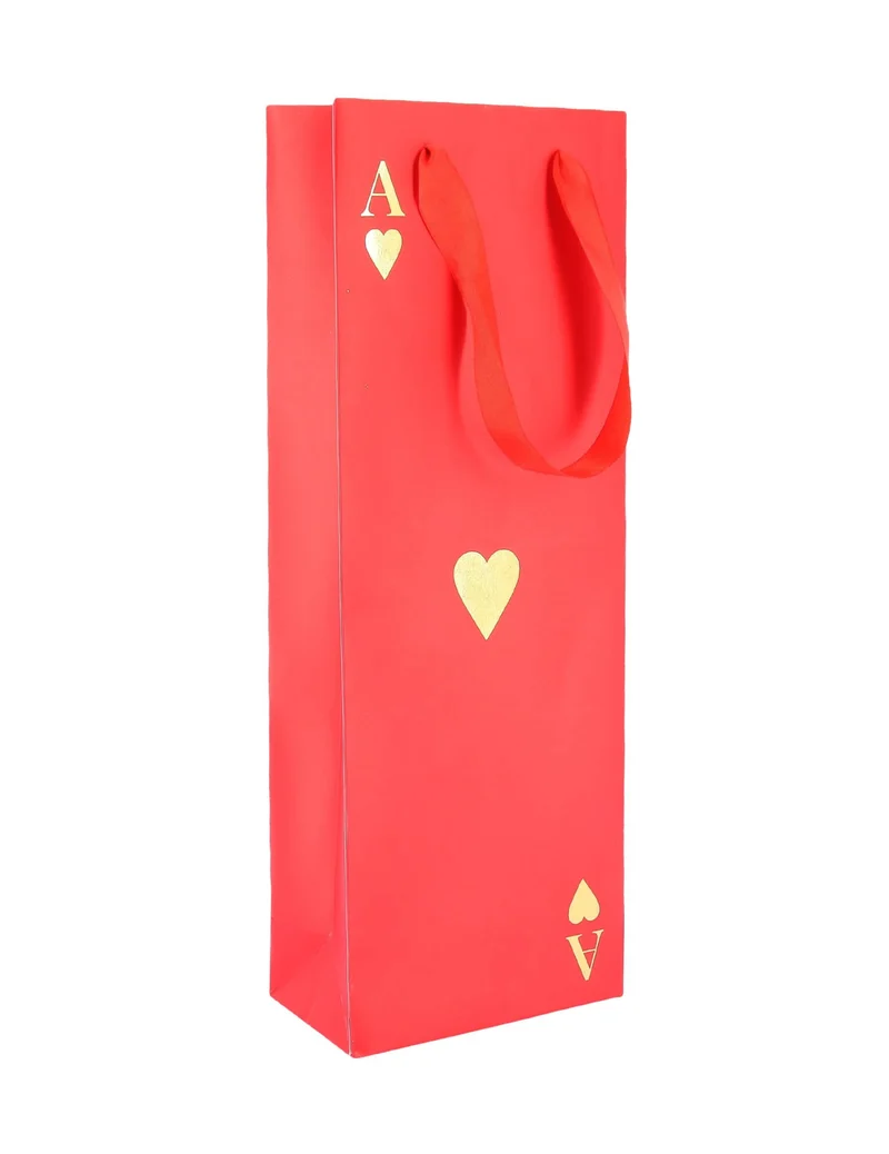 Flaschen-Geschenktüte Herz-Dame rot 14 x 39 cm