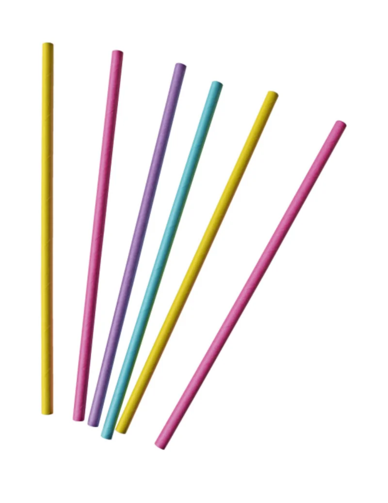 30 neonfarbene Trinkhalme aus Pappe, 19,7 cm, sortiert