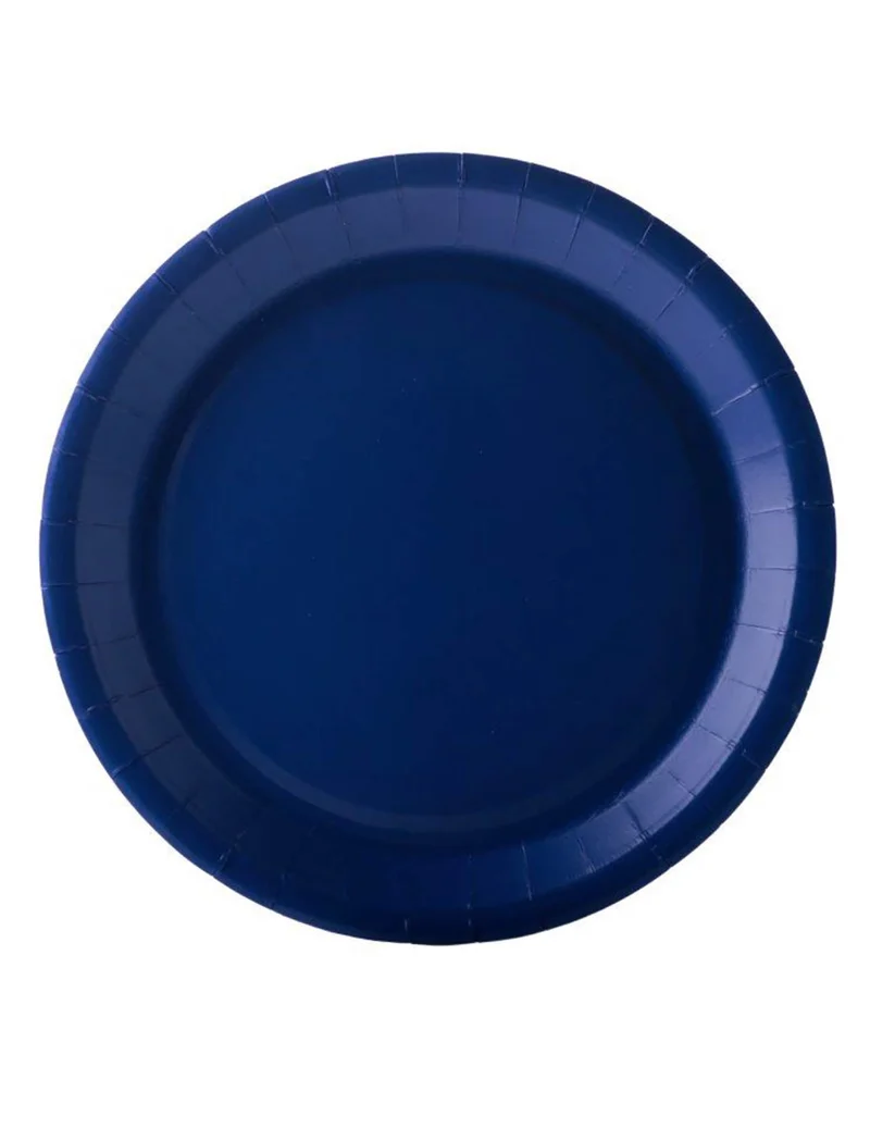 10 Marineblaue Pappteller 22 cm