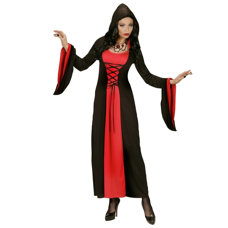 Halloween Kleid Rot Schwarz Damen Gothic