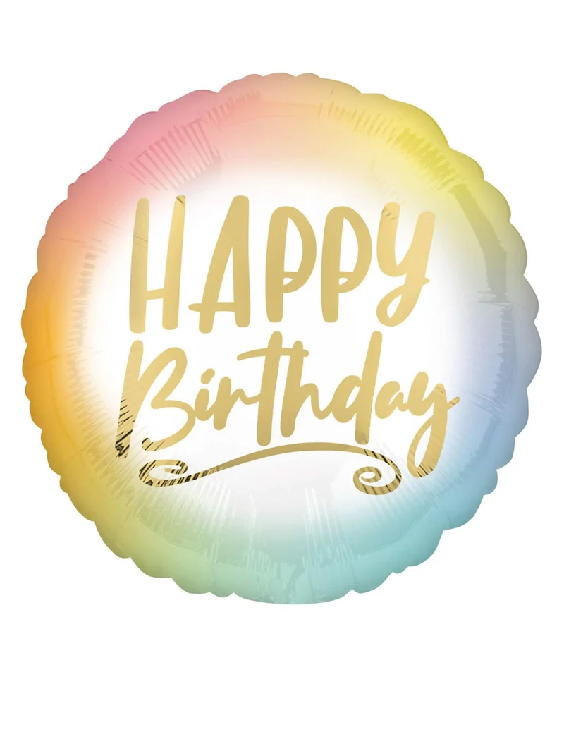 Ballon Aluminium Alles Gute zum Geburtstag Pastell und Gold 43 cm Luft Helium