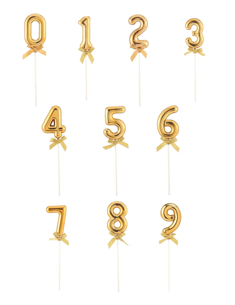 Goldener Zahlen-Kuchenaufsatz mit Schleife 12,7 cm für Geburtstag