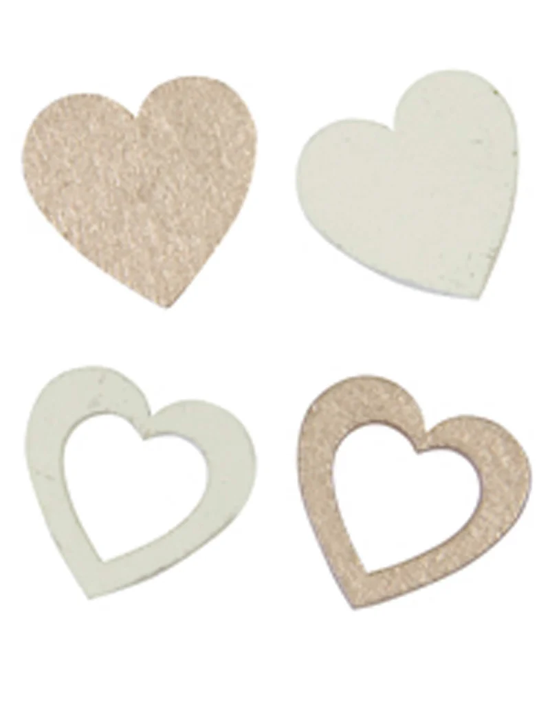 12 Holzkonfetti Herzen weiß und roségold 2 x 2 cm für Hochzeit