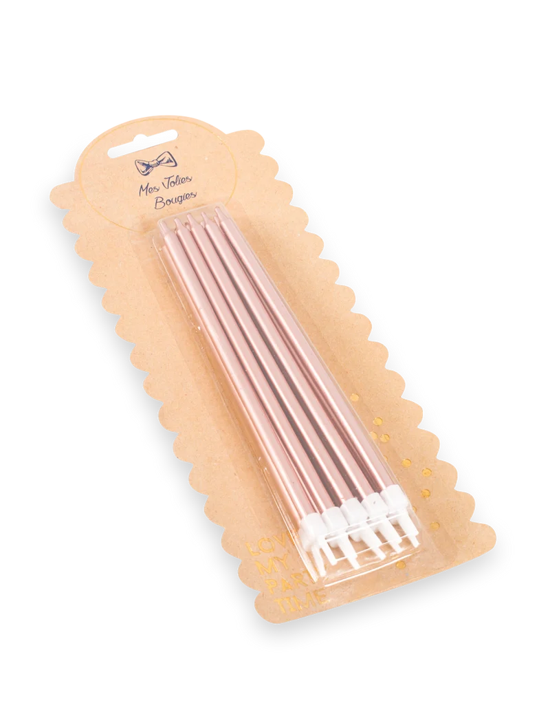 10 riesige roségoldene Geburtstags-Kerzen 15 cm mit Metallic-Effekt
