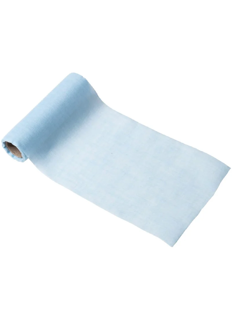 Himmelblauer Musselin-Tischläufer 14 cm x 5 m für Taufe