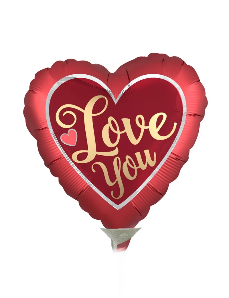 Kleiner "Love You" Herz-Aluminiumballon 23 cm Rot und Gold