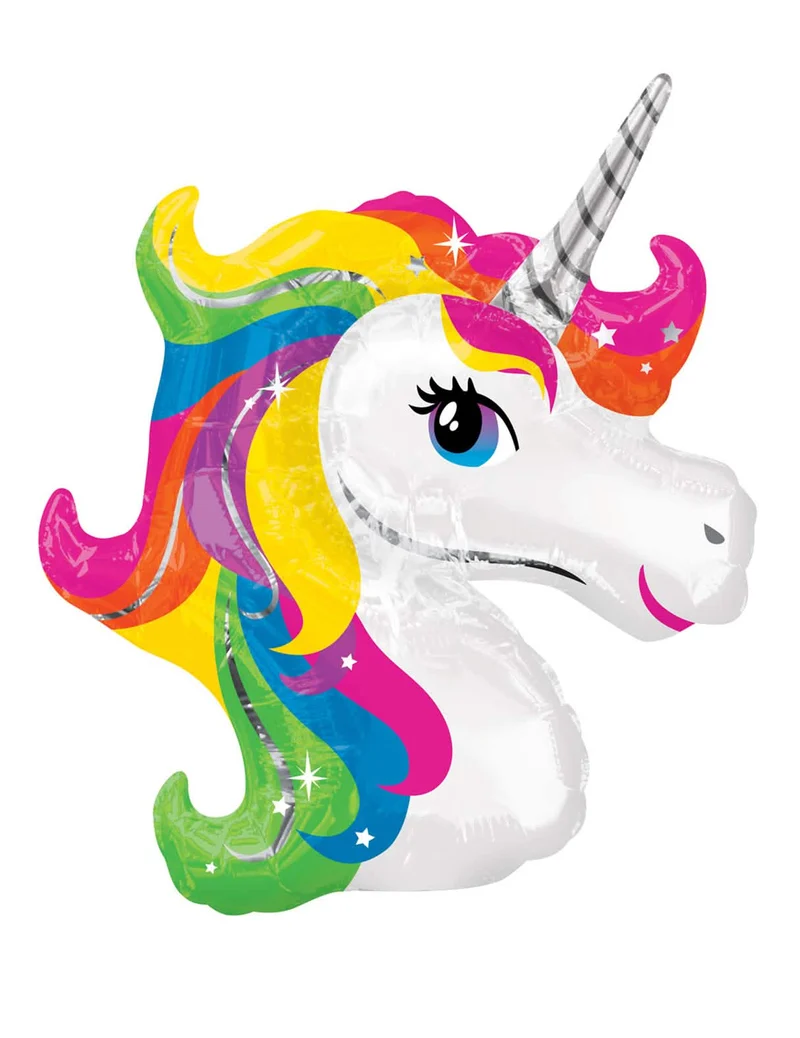 Kleiner Einhorn-Kopfballon 22 x 25 cm aus Aluminium