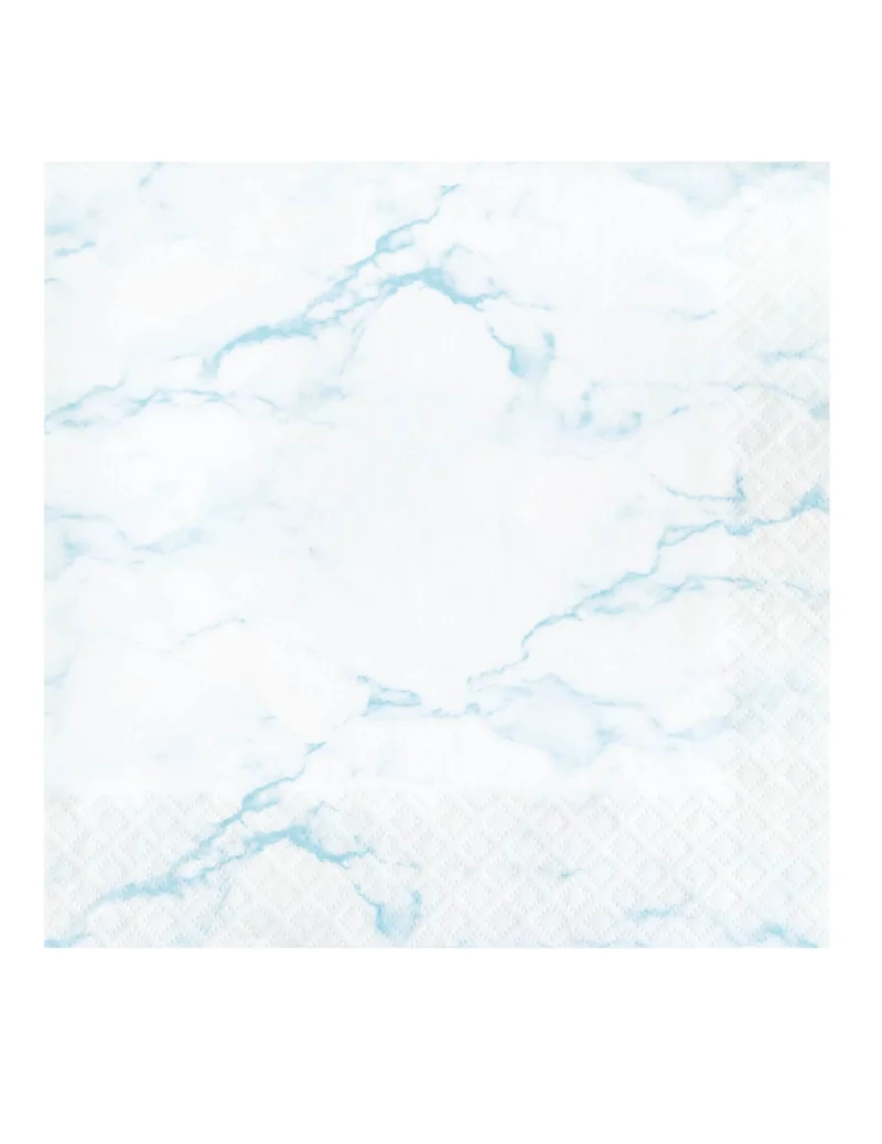16 kleine marmorierte blaue Papierservietten 16,5 x 16,5 cm für einen schicken Tisch