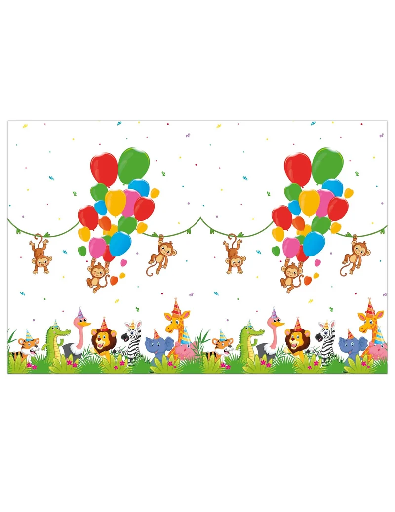 Plastiktischdecke Dschungel Ballons 120 x 180 cm Tiere
