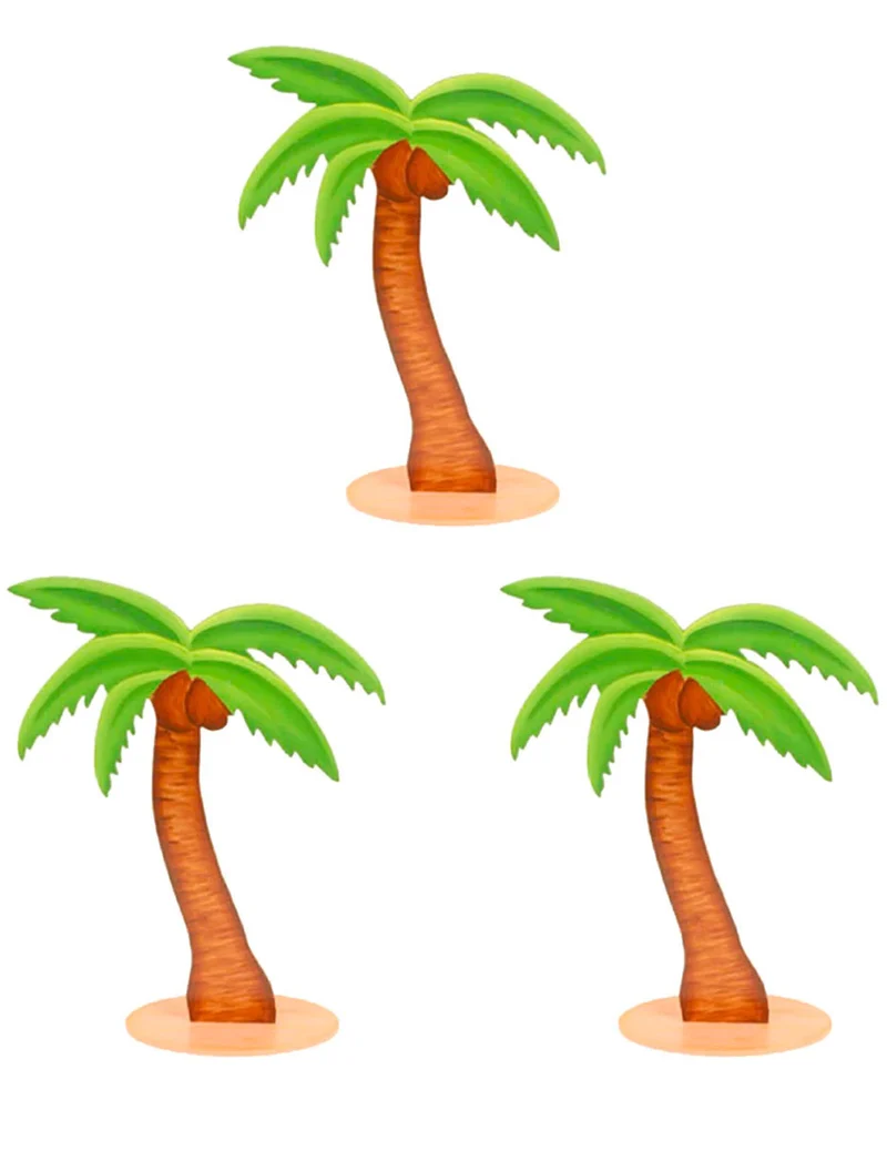 3 Palmholzdekorationen 9 cm für hawaiianische Party