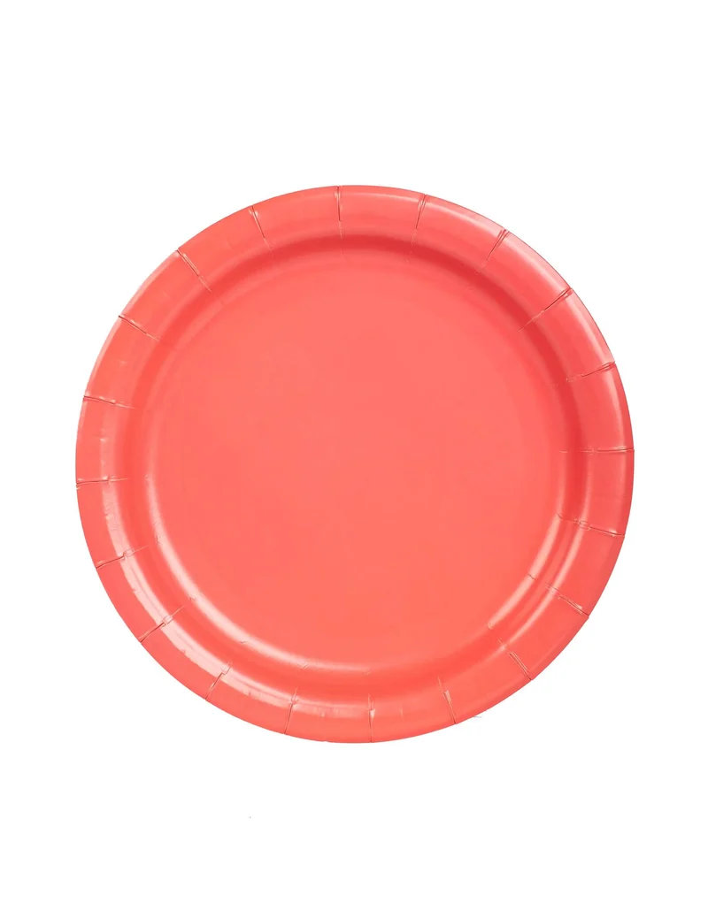 20 kleine runde Pappteller Korallenrot 17,1 cm für Dessert
