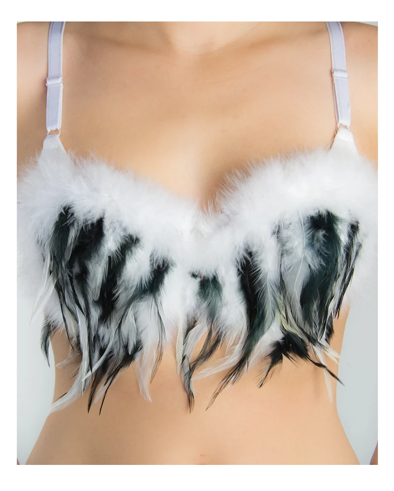 Feder Bustier weiß-schwarz