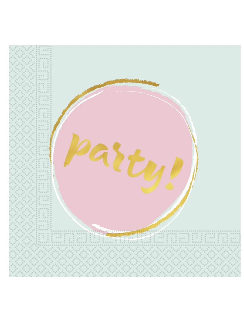 20 elegante Party-Servietten aus Papier Pastellblau und Rosa 33 x 33 cm
