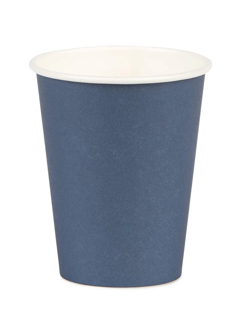 8 marineblaue Pappbecher 210 ml für Partys