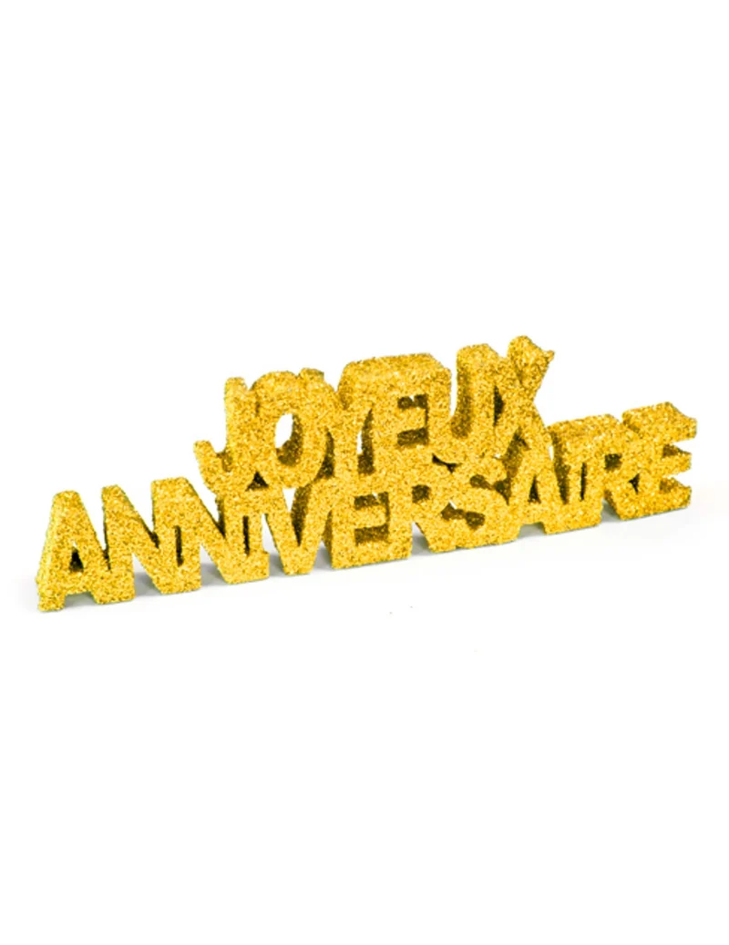 Tischdekoration "Alles Gute zum Geburtstag" goldglitzernd 12 x 3,8 x 0,8 cm funkelnd