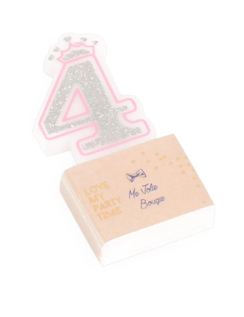 Geburtstagskerze Zahl 4 Prinzessin 5,8 cm Glitzer