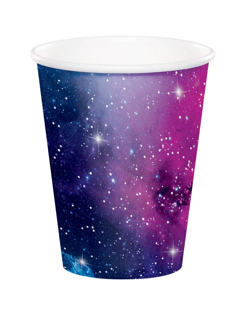 8 Pappbecher Galaxy 266 ml weiße Sterne