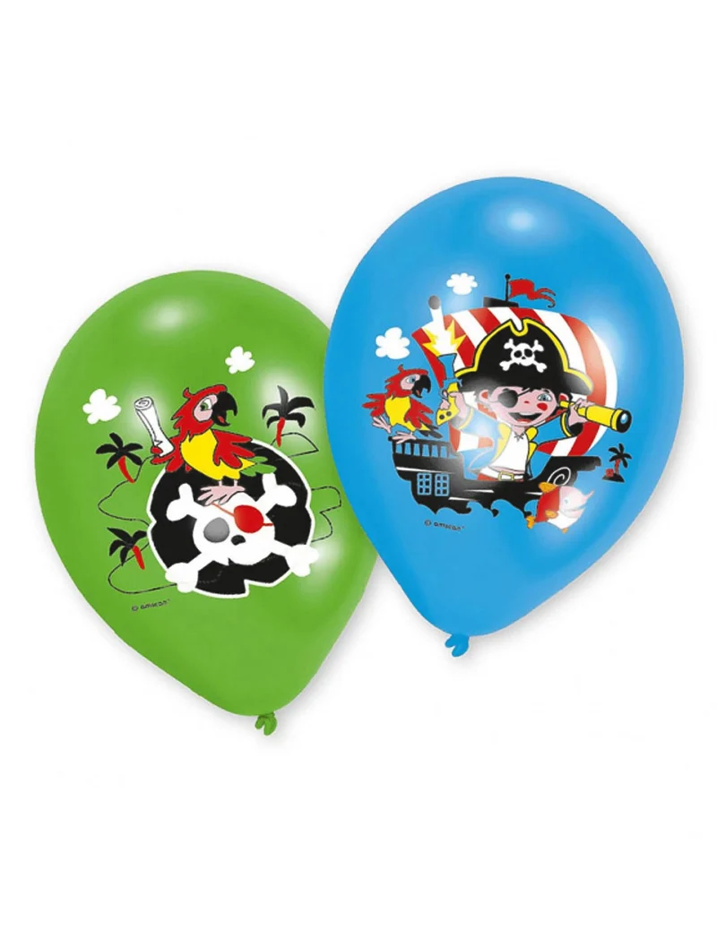 6 grüne und blaue Piraten-Latexballons
