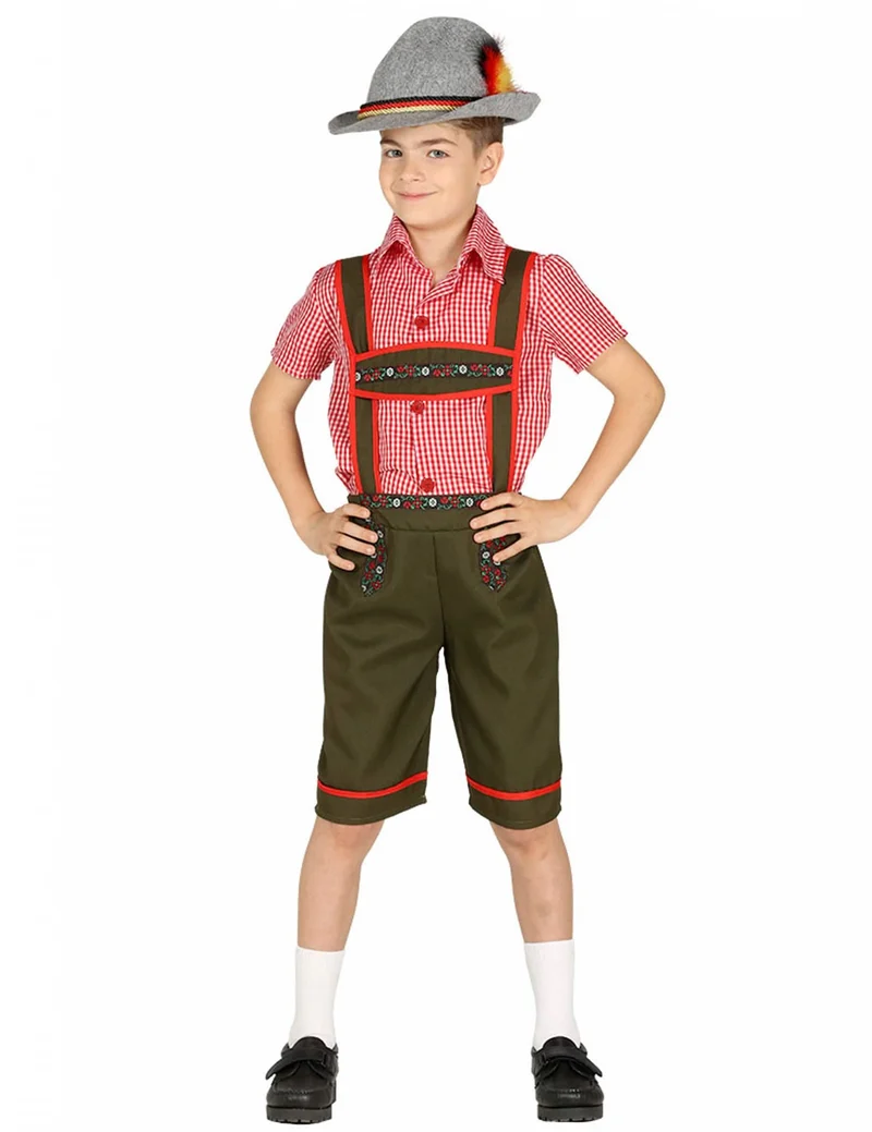 Tiroler-Kinderkostüm Tracht für Jungen weiss-rot-grün