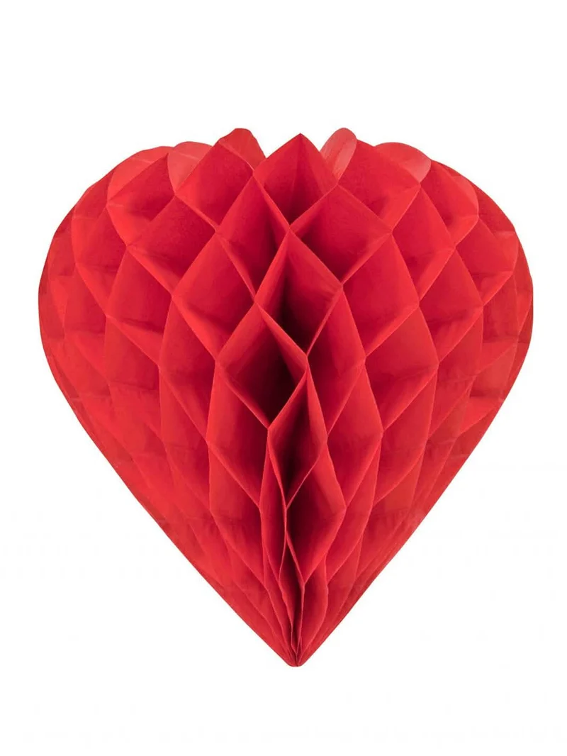 Rotes Wabenpapier Herz 30 cm Hängedeko