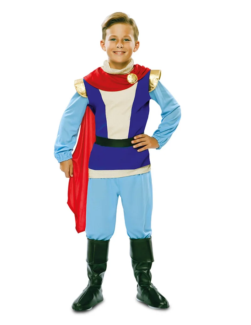 Edles Prinz Charming-Kinderkostüm für Karneval blau-rot