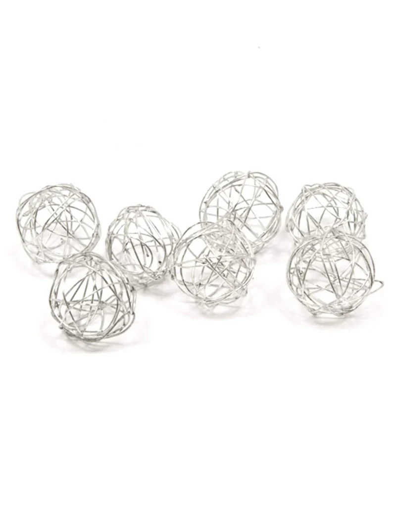 12 silberne Metall-Dekokugeln 2 cm für Tisch und Hochzeit