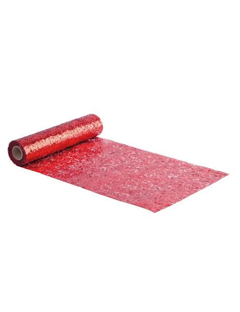 Roter Glitzer-Tischläufer 28 cm x 3 m glänzend