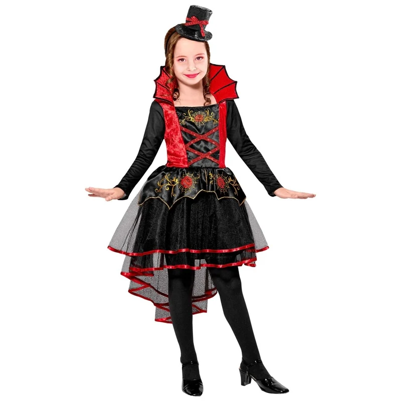 Halloween Kleid Rot Schwarz Mädchen Vampir
