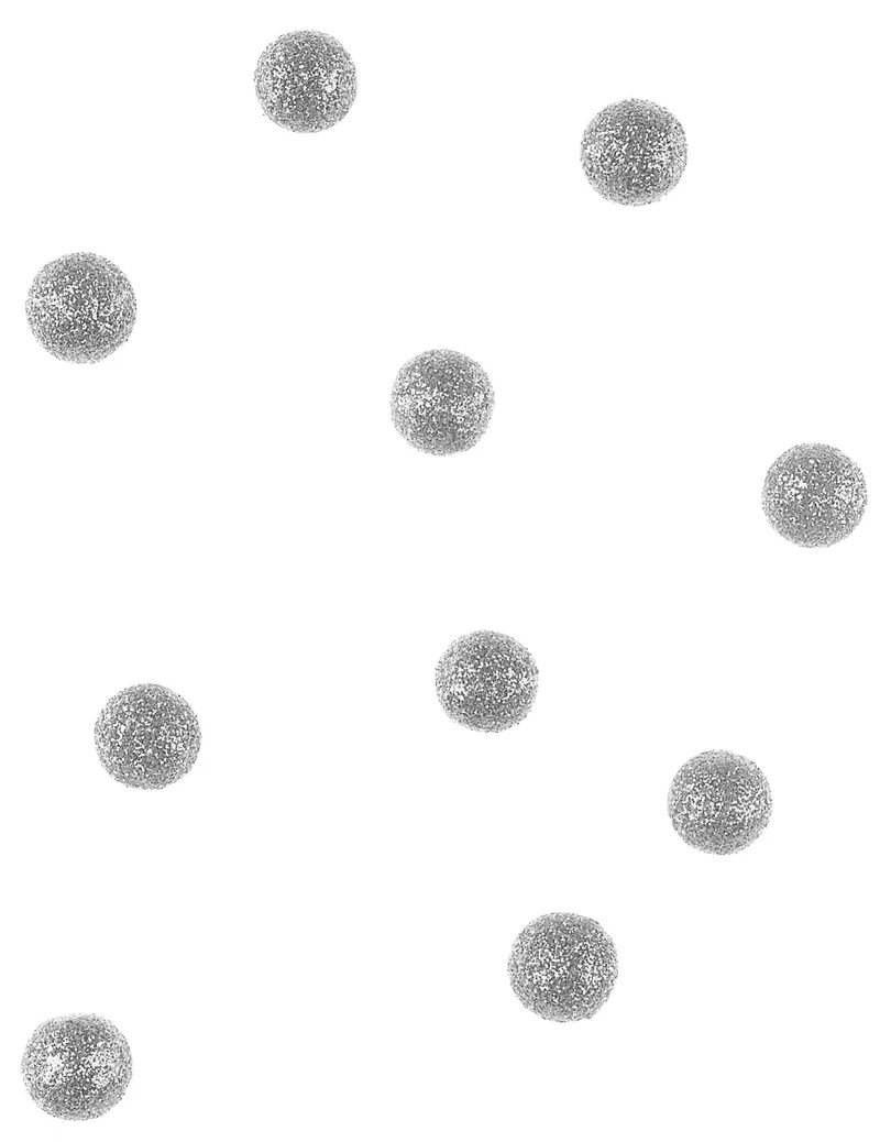 40 silberne Glitzer-Deko-Kugeln 12 mm aus Schaumstoff