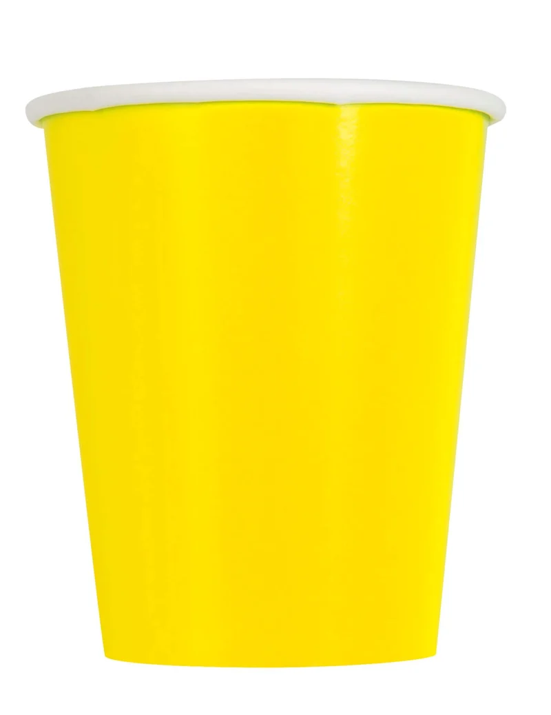 14 gelbe Pappbecher 266 ml für Party