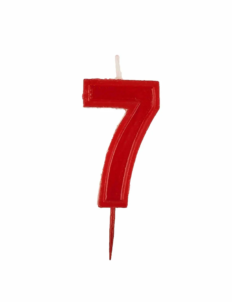 Rote glitzernde Geburtstagskerze Nummer 7