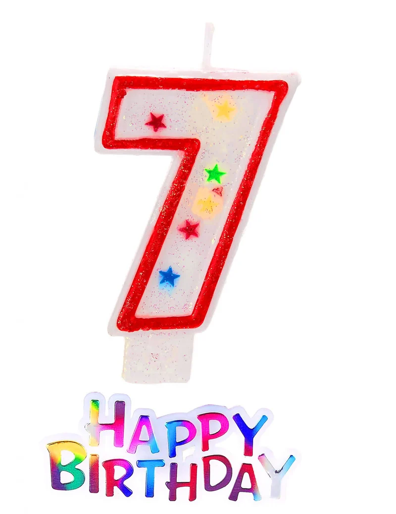 Sternenkerze Zahl 7 mit Happy Birthday Deko