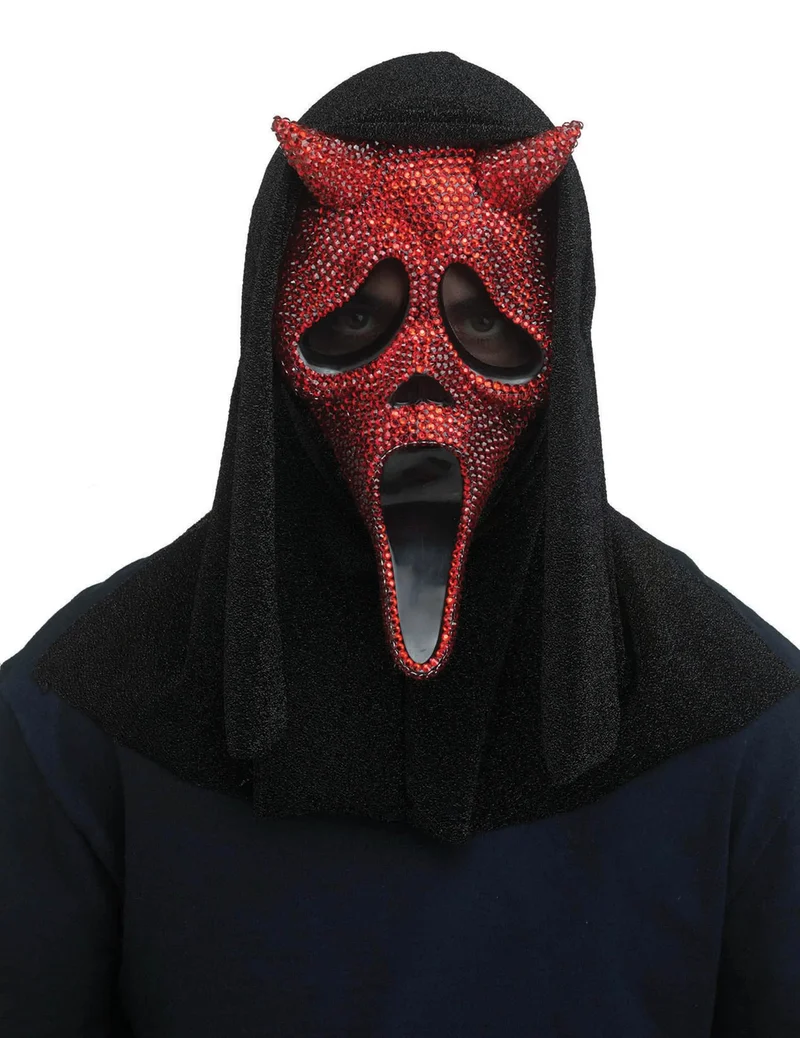 Scream Red Devil Strass-Maske für Erwachsene