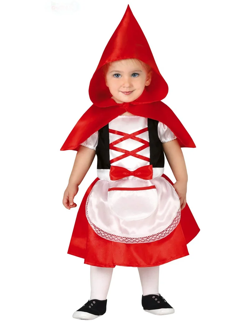 Märchenhaftes Rotkäppchen-Kostüm für Mädchen Karneval rot-schwarz-weiss
