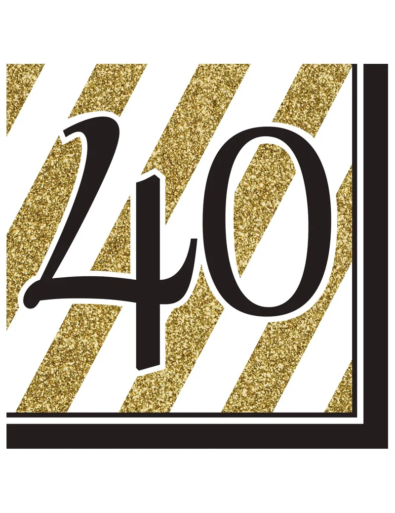 16 schwarz-goldene Papier Servietten40 Jahre