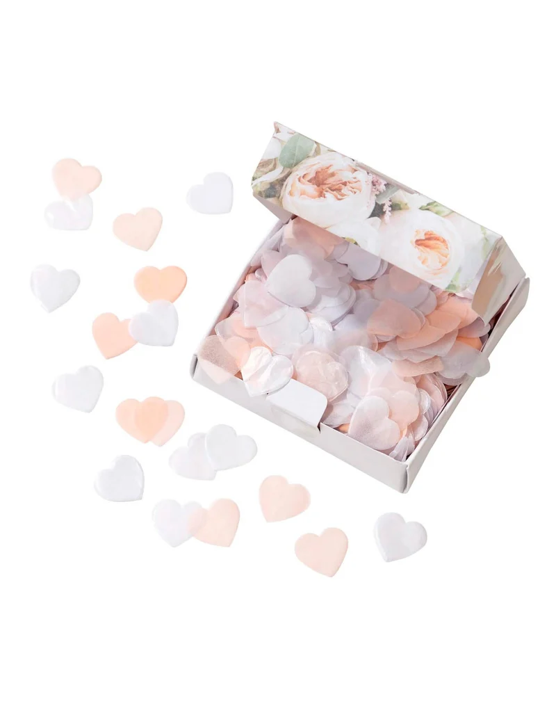 Pastellrosa und weiße Herzkonfetti 20 g biologisch abbaubar