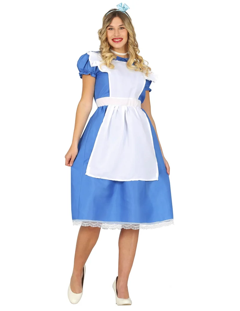 Alice-Kostüm für Damen Faschings-Verkleidung blau-weiss