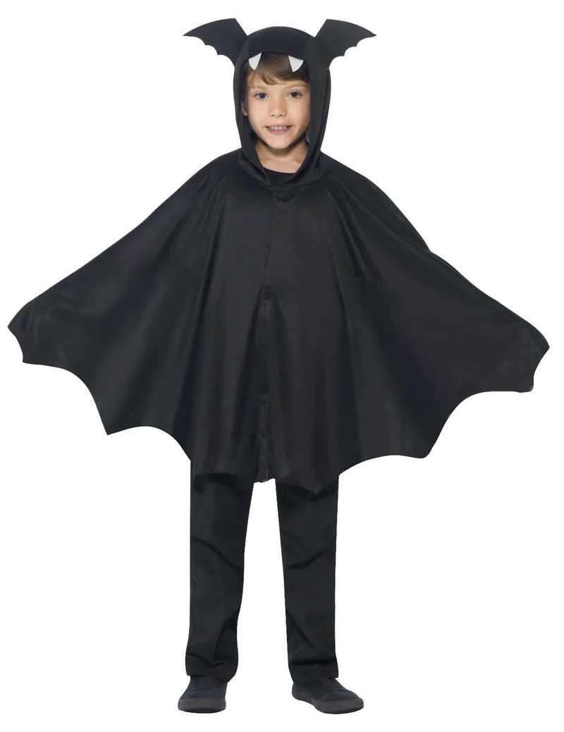 Schwarzer Fledermaus-Poncho für Kinder